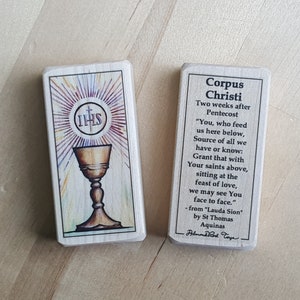 Corpus Christi Patron Saint Block with gift bag // Catholic Toys by AlmondRod Toys