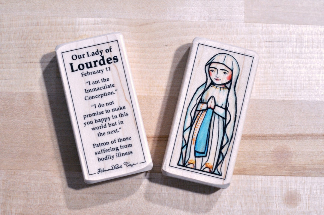 Our Lady of Lourdes Patron Saint Block With Gift Bag // St - Etsy