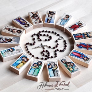 15 Rosary Blocks / Glorious, Joyful, Sorrowful Mysteries / Prayers by St Louis de Montfort / Original artwork by AlmondRod Toys image 5