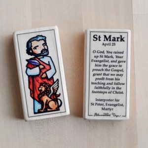 St Mark Patron Saint Block with gift bag // Gospel writer // by AlmondRod Toys