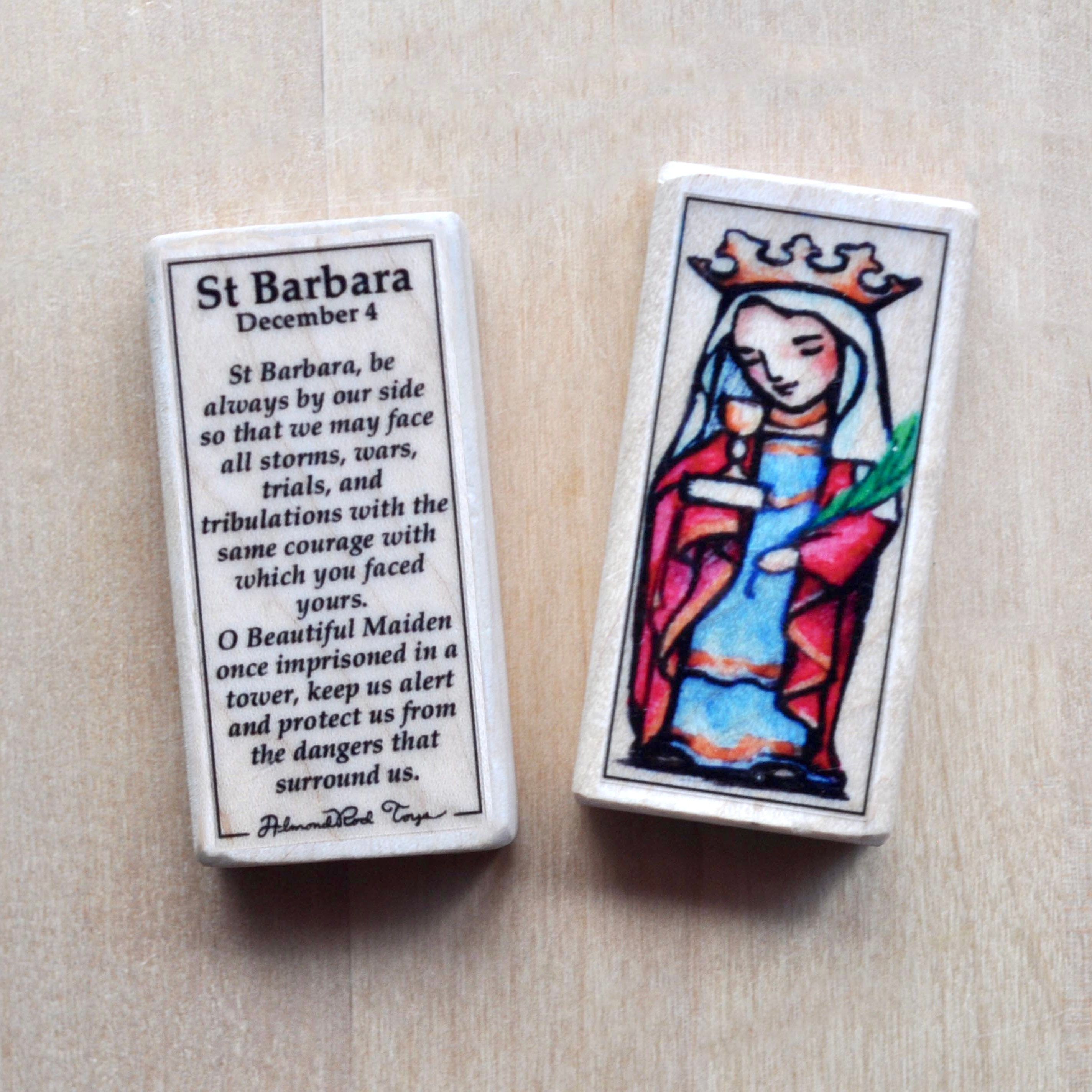 St Barbara Patron Saint Block With Gift Bag // Catholic Patron Against ...