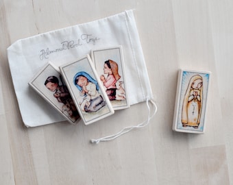 4 Patron Saint blocks of your choice with gift bag // 250+ saints to choose from // Catholic toys by AlmondRod Toys