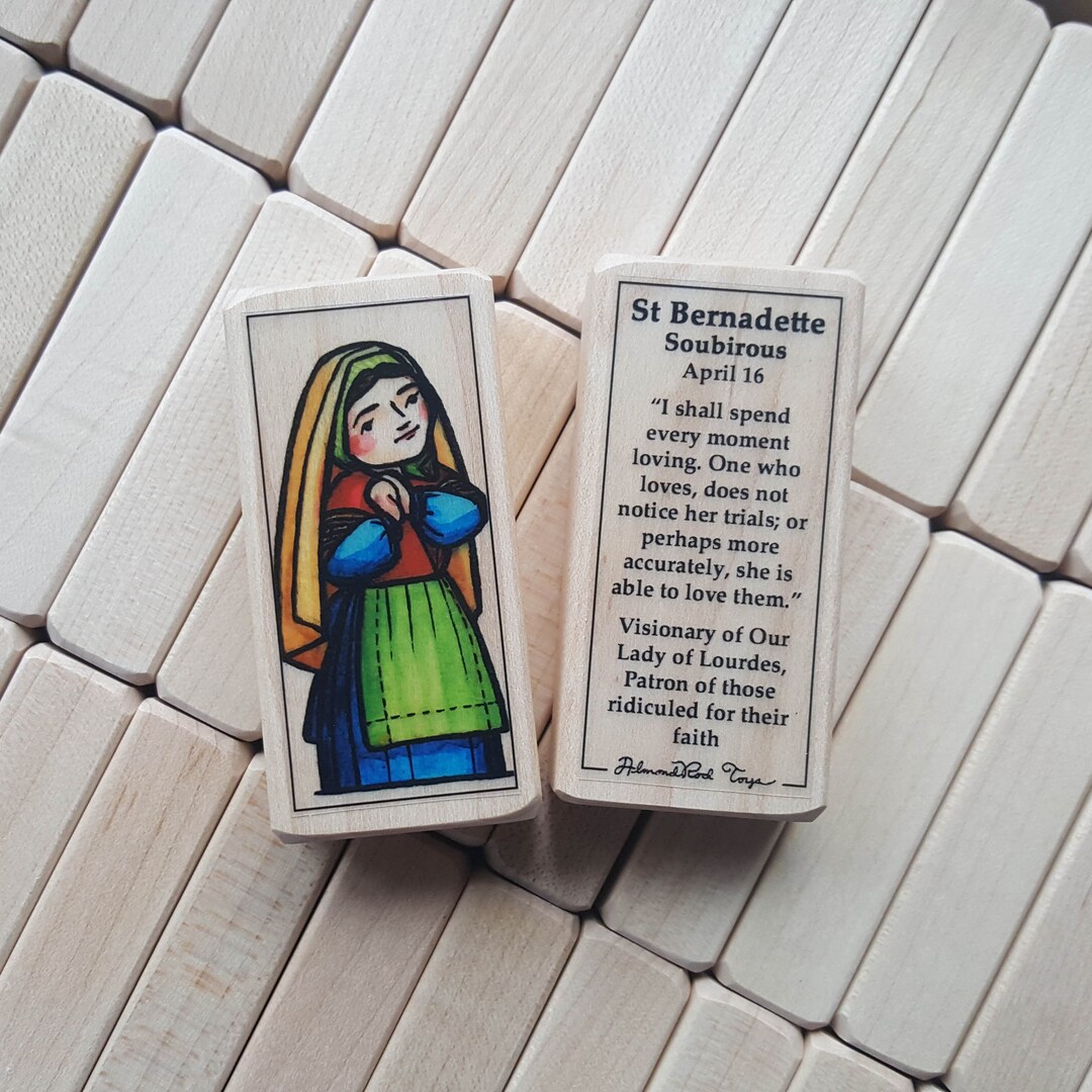 St Bernadette Patron Saint Block With Gift Bag // Our Lady of Lourdes ...