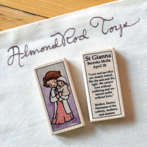 St Gianna Molla Patron Saint Block with gift bag // patron of doctors // Catholic Toys by AlmondRod Toys