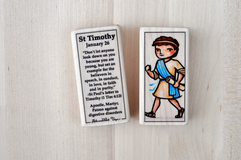 St Timothy Patron Saint Block // Patron of digestive disorders Etsy