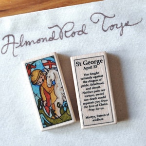 St George Patron Saint Block with gift bag // patron of soldiers // Catholic Toys by AlmondRod Toys