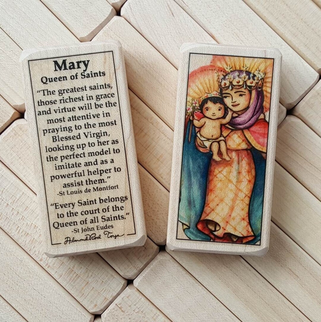 Bl Virgin Mary, Queen of Saints Patron Saint Block With Gift Bag ...