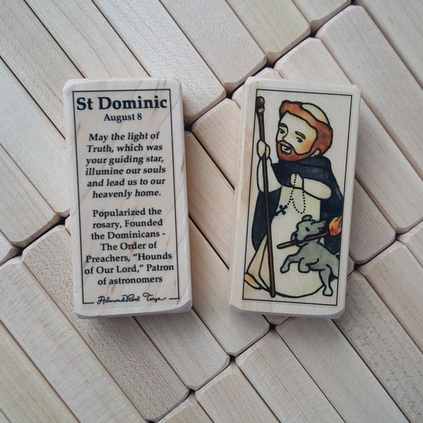 St Dominic Patron Saint Block with gift bag // Catholic Toys by AlmondRod Toys