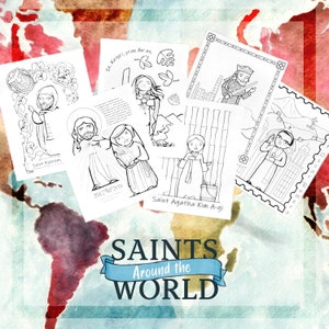 6 Heilige Ausmalbilder aus dem Buch Saints Rund um die Welt