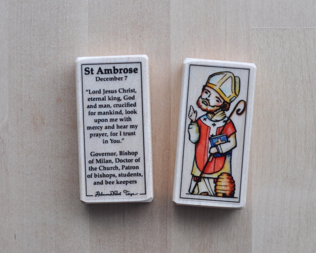 St Ambrose Patron Saint Block With Gift Bag // Patron of