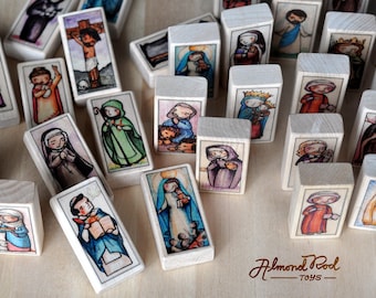 30 Patron Saint Blocks of your choice // 300+ different saints to choose from // Catholic Toys by AlmondRod Toys