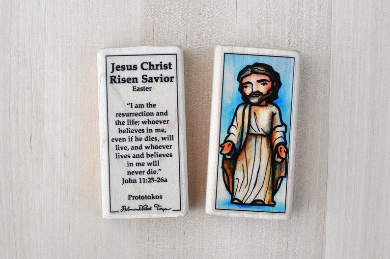 Blessed Virgin Mary and Jesus Christ Saint Block Set // 2 blocks: Mary and Jesus Risen // Catholic Toys by AlmondRod Toys image 3