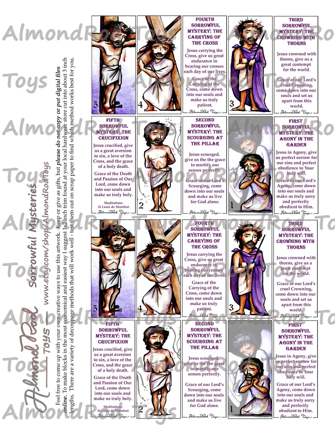 Sorrowful Mysteries Rosary Paper Craft Sheet // Catholic DIY by
