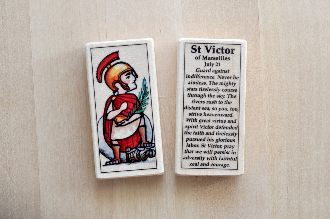 St Victor Patron Saint Block With Gift Bag // Soldier // Catholic Toys