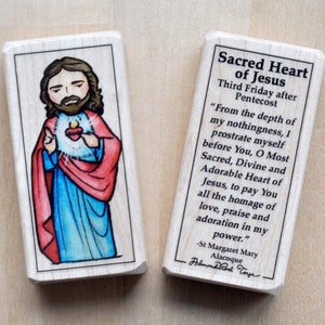 Jesus, Sacred Heart of Jesus Patron Saint Block with gift bag // Catholic Toys by AlmondRod Toys
