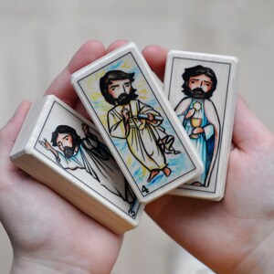 5 Advent Saint blocks // Advent Toy // Feasts of St Nicholas, Saint Lucy, Ambrose, Our lady of Guadalupe, Juan Diego image 6