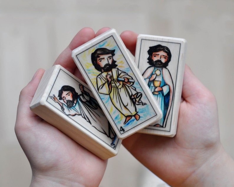 5 Advent Saint blocks // Advent Toy // Feasts of St Nicholas, Saint Lucy, Ambrose, Our lady of Guadalupe, Juan Diego image 6