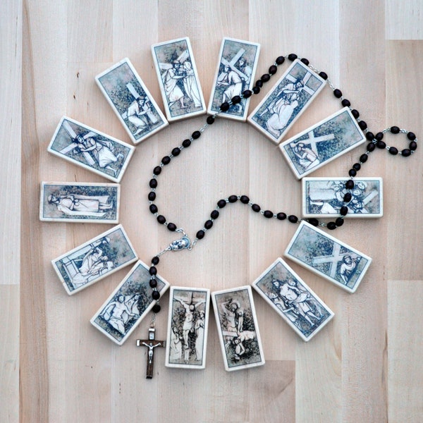 14 Stations of the Cross Blocks with gift bag / Prayers by St Alphonsus Ligouri / Original artwork by AlmondRod Toys