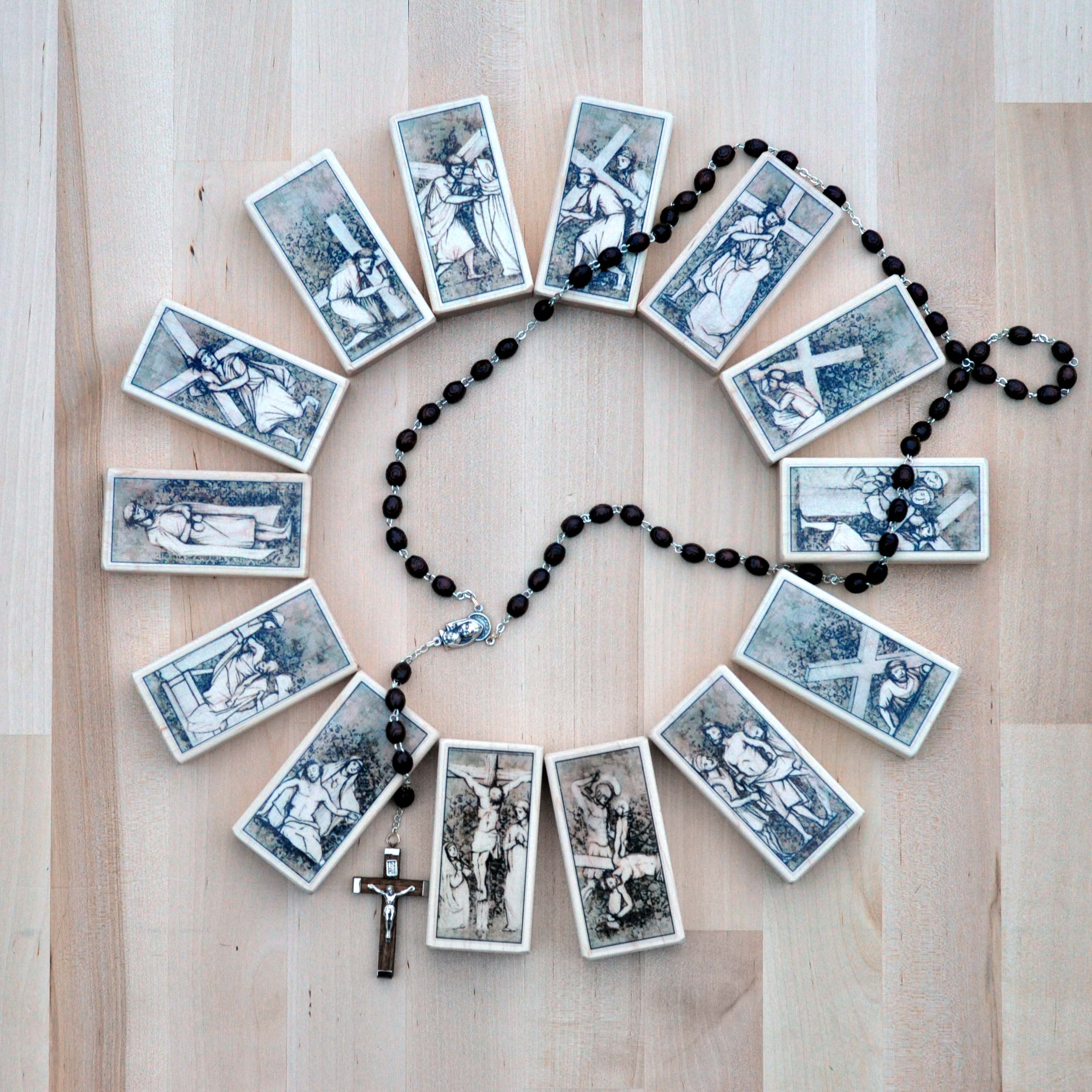 14 Stations of the Cross Blocks With Gift Bag / Prayers by St