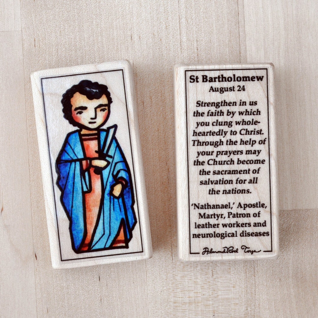 St Bartholomew Patron Saint Block With Gift Bag // Patron of Leather ...