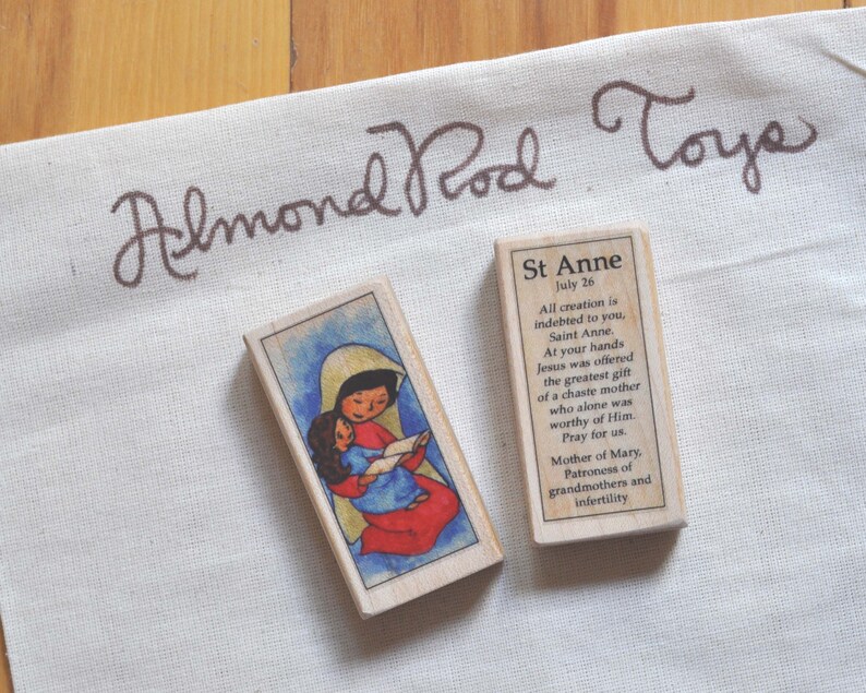 St Anne Patron Saint Block // patron of grandmothers // Etsy