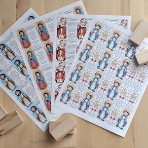 Saint Favors Craft Sheet // 14 of the same saint on one page // decoupage // Catholic DIY by AlmondRod Toys