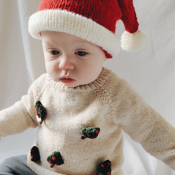 Knit Christmas Tree Sweater for Baby and Children | Christmas jumper knitting pattern | Knitting Pattern PDF download