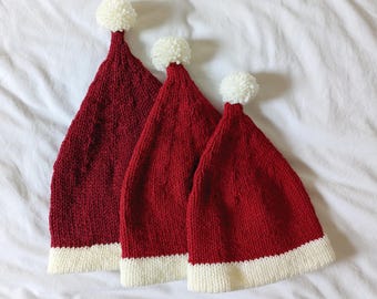 Santa Hat Knitting Pattern – Christmas Hat PDF – Festive Knit for Adults & Kids