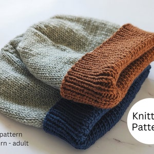 Simple Hat Knitting Pattern - Beanie Hat Knit Pattern for Baby, Toddler, Child, Teen and Adult