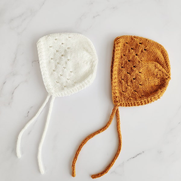 Baby Bonnet Knitting Pattern - Angus Baby Bonnet - Hat Knitting Pattern - Beanie Knitting Pattern