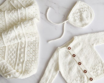 Babyausstattung Strickmuster, Decke, Cardigan, Mütze, Strickmuster Set, Baby Strickmuster Dk