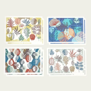 Juego de 8 postales, postales artísticas, postales artísticas, tarjetas con hojas de otoño