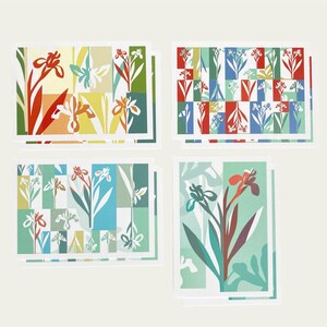 Ensemble de huit cartes postales colorées, cartes blanches, cartes postales de fleurs, cartes postales d'art, cartes postales de motifs floraux