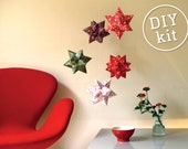 Printable Holiday Kit, 5 Printable Christmas Stars, Easy to make. Geometric Christmas Decoration downloadable DIY kit.