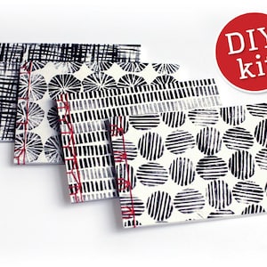 DIY Bookbinding Kit  Four Japanese Style Booklets. Craft Kit Four Japanese Sketchbooks. Includes materials and easy to follow instructions.