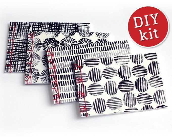 DIY Bookbinding Kit Four Japanese Style Booklets. Craft Kit Four