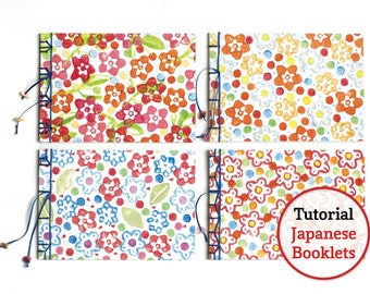 PDF Tutorial Japanese Bookbinding. Printable Coverpapers included. Four booklets with different Japanese Bindings.
