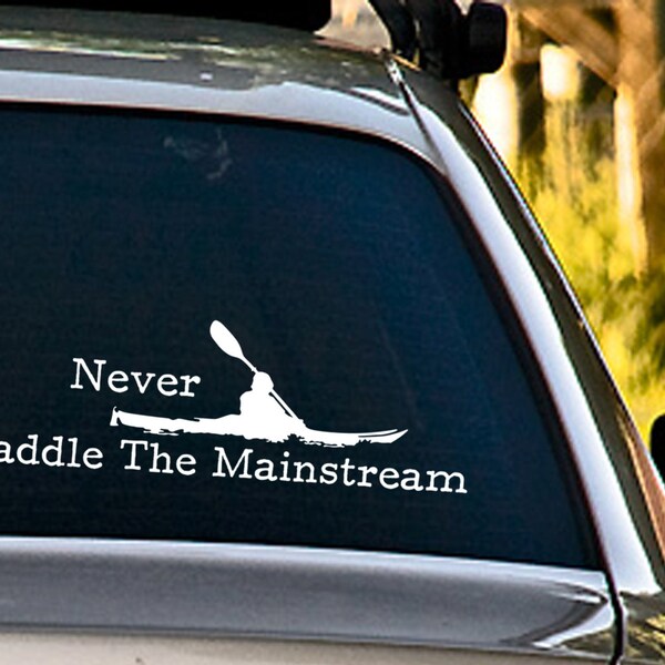 Kayaker / Paddler - Vinyl window decal sticker - Never Paddle The Mainstream - The Florida Kayak / Canoe Meetup Logo