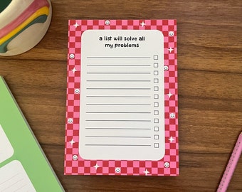 Red & Pink Checkerboard A6 List Pad