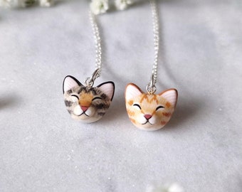 Handmade Silver Tabby Cat Necklace: Ginger Cat Pendant