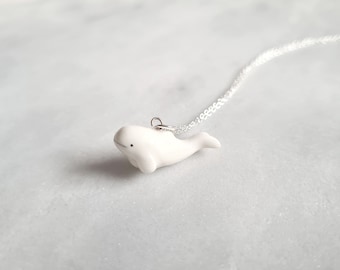 Handmade Beluga Whale Necklace: Silver Pendant