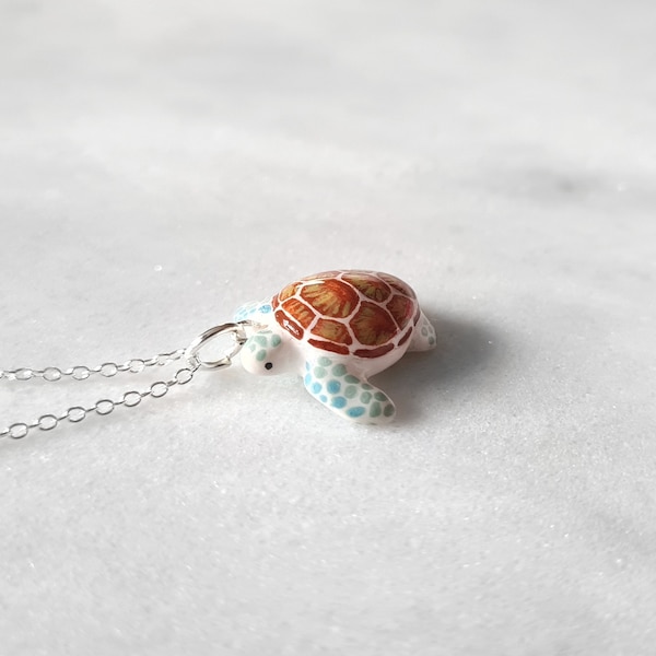 Collier tortue de mer en argent sterling pendentif tortue bijoux tortue de mer