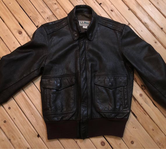 LL Bean Bomber Jacket Leather Flight Jacket