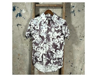 1950s Rayon Shirt Celebrity Print