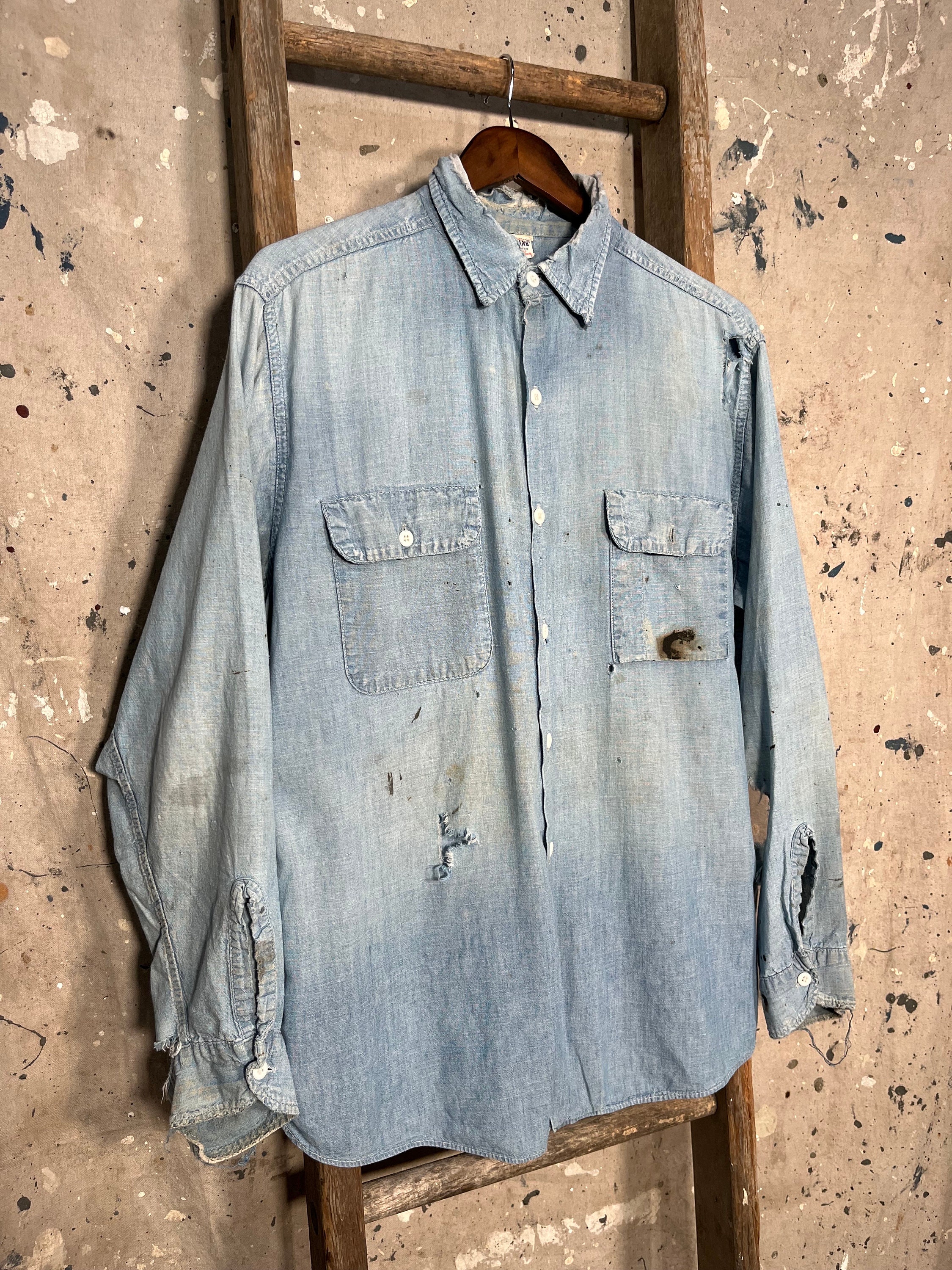 Big Yank 1940s Chambray Work Shirt Thrashed