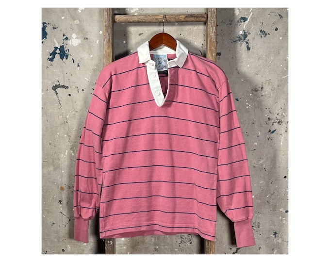 Lands End 1980s Stripe Rugby USA