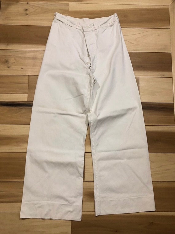 1940s Sailor Pants 28 Waist US Naval Reserve Cloth