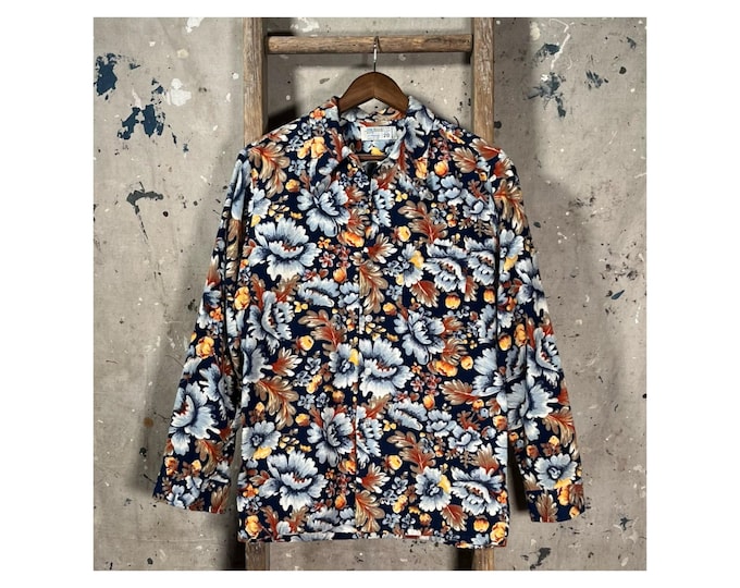 1960s Floral Print Flannel Shirt