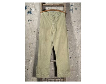 1940s Trousers Khaki Button Fly 32 waist