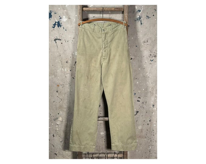 1940s Trousers Khaki Button Fly 32 waist